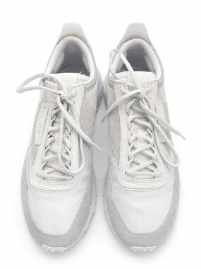 Reebok Men’s White and Light Gray Suede-Accent Sneakers